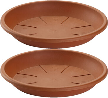 Forte Plastics 3x stuks opvangschaal/onderbord Plantenpot terra cotta rond 16 cm - Kunststof - voor een pot van 20/22 cm diameter