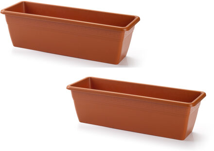 Forte Plastics 3x stuks plantenbak terra cotta rechthoekig 50 x 17 x 15 cm - Bloembakken/plantenbakken voor binnen/buiten