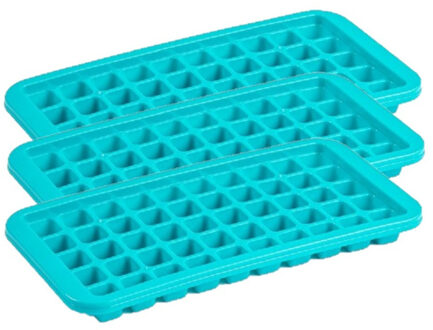 Forte Plastics 3x stuks Trays met Cocktail ijsblokjes/ijsklontjes vormen 50 vakjes kunststof blauw - IJsblokjesvormen