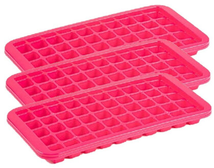 Forte Plastics 3x stuks Trays met Cocktail ijsblokjes/ijsklontjes vormen 50 vakjes kunststof roze - IJsblokjesvormen