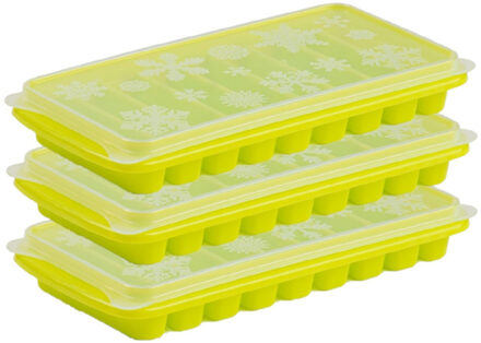 Forte Plastics 3x stuks Trays met Flessenhals ijsblokjes/ijsklontjes staafjes vormpjes 10 vakjes kunststof groen - IJsblokjesvormen