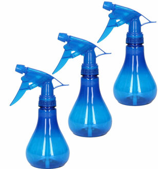 Forte Plastics 3x stuks waterverstuivers/spuitflessen 250 ml blauw - Plantenspuiten/schoonmaakspuiten