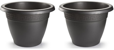 Forte Plastics 4x Antraciete plantenbakken/bloempotten 40 cm - Woon/tuinaccessoires/decoratie - Ronde bloempotten/plantenpotten voor binnen/buiten