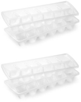 Forte Plastics 4x IJsblokjes/ijsklontjes vormen transparant - 12 stuks - IJsblokjes/ijsklontjes makers