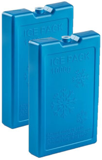 Forte Plastics 4x stuks 1000 grams koelelementen 22 x 14.5 cm kobalt blauw - Koelelementen