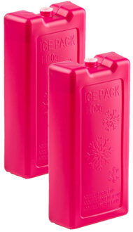 Forte Plastics 4x stuks 1100 grams koelelementen 22 x 11.5 cm roze - Koelelementen