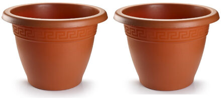 Forte Plastics 4x stuks bloempot terra cotta rond diameter 50 cm - Bloemen/plantenbak/plantenpot van kunststof