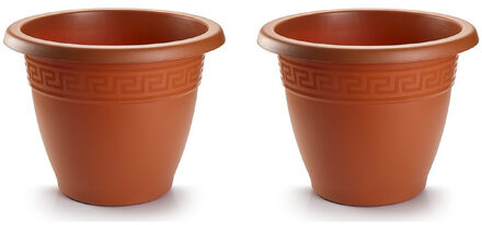 Forte Plastics 4x stuks bloempotten terra cotta rond diameter 30 cm - Bloemen/plantenbak/plantenpotten van kunststof