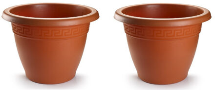 Forte Plastics 5x stuks bloempotten terra cotta rond diameter 40 cm - Bloemen/plantenbak/plantenpotten van kunststof