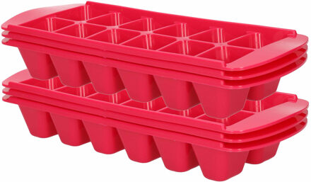 Forte Plastics 6x stuks Ijsblokjes/ijsklontjes bakjes roze 29 x 11 cm - IJsblokjesvormen