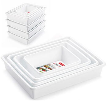 Forte Plastics 8x Koelkast opslagbakjes/organizers in verschillende maten wit - Opbergbakjes - Organizers/opbergbakken - Woonkamer/badkamer spullen opruimen