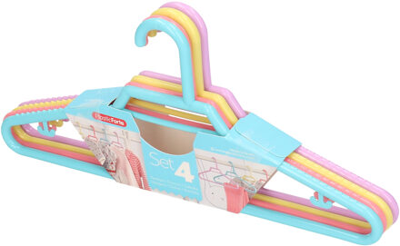 Forte Plastics 8x Pastel gekleurde kledinghangers 27 cm voor kinderkleding - Kledingkast - Kunststof klerenhangers - Kledinghangertjes