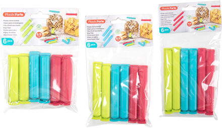 Forte Plastics Afsluitclips / vershoudclips mix - 18x - keuken/voedsel zakjes afsluiten - Vershoud klemmen - Vershoudknijpers
