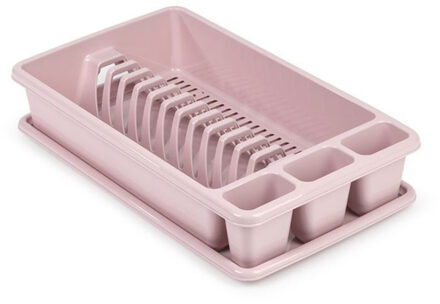 Forte Plastics Afwas afdruiprek oud roze met lekbak 45 x 26 x 9 cm - Afdruiprekken