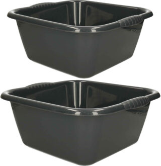 Forte Plastics Afwasbak teil - set van 2 formaten - 10 en 15 liter - antraciet - kunststof