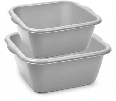 Forte Plastics Afwasbak teil - set van 2 formaten - 10 en 15 liter - wit - kunststof - Afwasbak