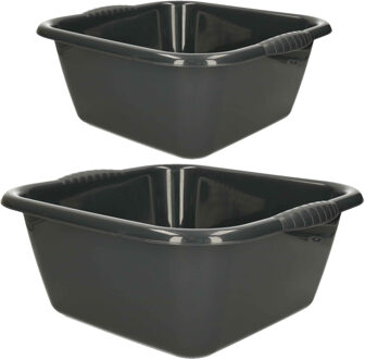 Forte Plastics Afwasbak teil - set van 2 formaten - 10 en 20 liter - antraciet - kunststof