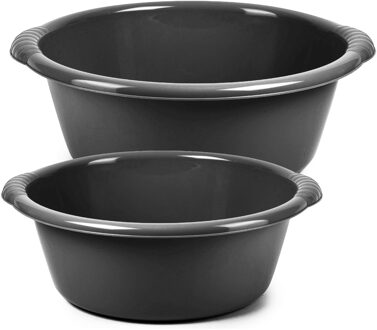 Forte Plastics Afwasbak teil - set van 2 formaten - 15 en 20 liter - antraciet - kunststof
