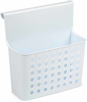 Forte Plastics Badkamer/keuken hang opbergmandjes/organizers wit/lichtblauw 26 x 24 cm - Opbergmanden