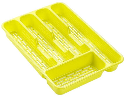 Forte Plastics Bestekbak/bestekhouders 5-vaks lime groen L33 x B24 x H4 cm - Bestekbakken