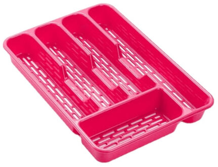 Forte Plastics Bestekbak/bestekhouders 5-vaks roze L33 x B24 x H4 cm - Bestekbakken