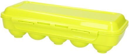 Forte Plastics Eierdoos - koelkast organizer eierhouder - 10 eieren - groen - kunststof - 27 x 12,5 cm - Vershoudbakjes