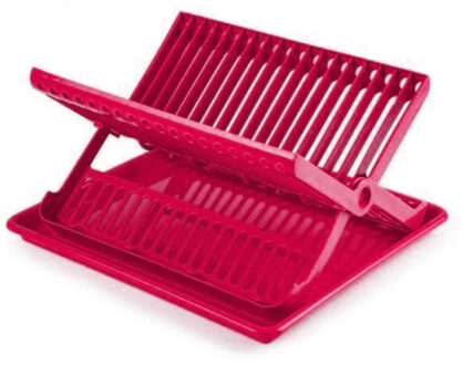 Forte Plastics Fuchsia roze afdruiprek 2-laags met lekbak 37 x 33 x 21 cm - Afdruiprekken