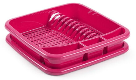 Forte Plastics Fuchsia roze afdruiprek met lekbak 39 x 39 cm - Afdruiprekken