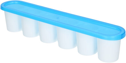 Forte Plastics Grote ijsblokjes/ijsklontjes vormen - met deksel - blauw - 30 x 6 x 6 cm - IJsblokjesvormen