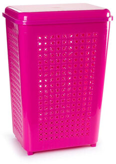 Forte Plastics Grote wasmand/opberg mand met deksel 50 liter in het fuchsia roze - Wasmanden