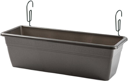 Forte Plastics Hangende reling Plantenbak antraciet grijs rechthoekig 50 x 17 x 15 cm met kunststof beugels