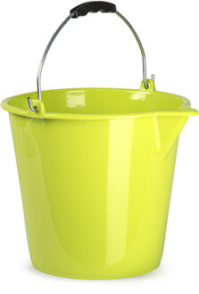 Forte Plastics Huishoud schoonmaak emmer kunststof groen 9 liter inhoud 30 x 26 cm - Emmers