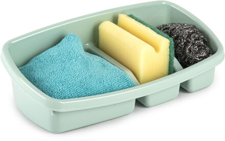 Forte Plastics Keuken spons/doekjes houder 26 x 14 cm mintgroen - Keukenhulphouders