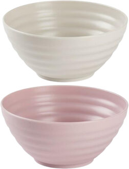 Forte Plastics Kommetjes/schaaltjes - 12x stuks - dessert/ontbijt - kunststof - Oudroze/Beige - Kommetjes Multikleur