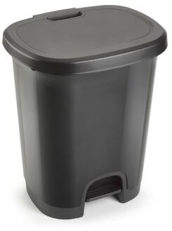 Forte Plastics Kunststof afvalemmers/vuilnisemmers donkergrijs 27 liter met pedaal - Pedaalemmers
