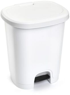 Forte Plastics Kunststof afvalemmers/vuilnisemmers wit 27 liter met pedaal - Pedaalemmers
