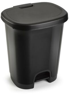 Forte Plastics Kunststof afvalemmers/vuilnisemmers zwart 18 liter met pedaal - Pedaalemmers