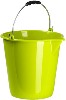 Forte Plastics Kunststof emmer met schenktuit lime groen 12 liter - Emmers