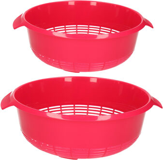 Forte Plastics kunststof keuken vergieten 2x combiset roze 27 x 10 cm en 23 x 9 cm