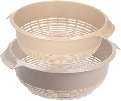 Forte Plastics kunststof keuken vergieten combiset taupe/beige 27 x 10 cm en 23 x 9 cm