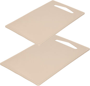 Forte Plastics Kunststof snijplanken set van 2x stuks beige/taupe 27 x 16 en 36 x 24 cm - Snijplanken