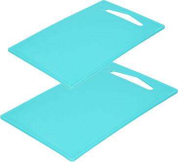 Forte Plastics Kunststof snijplanken set van 2x stuks blauw 27 x 16 en 36 x 24 cm - Snijplanken