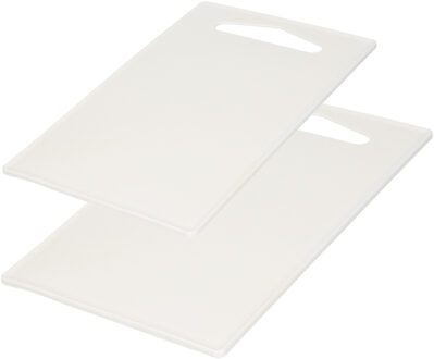 Forte Plastics Kunststof snijplanken set van 2x stuks wit 27 x 16 en 36 x 24 cm - Snijplanken