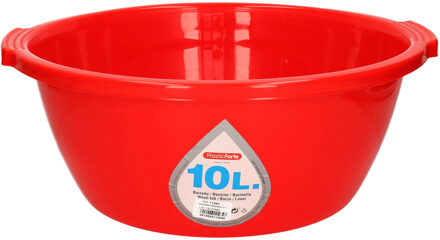 Forte Plastics Kunststof teiltje/afwasbak rond 10 liter rood - Afwasbak