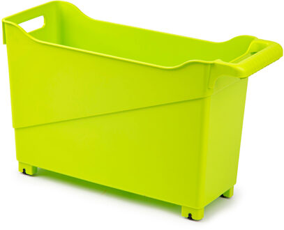 Forte Plastics Kunststof trolley lime groen op wieltjes L45 x B17 x H29 cm - Opberg trolley