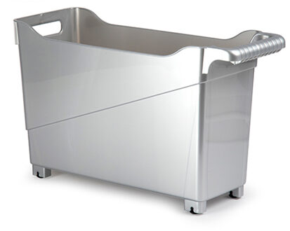 Forte Plastics Kunststof trolley zilver op wieltjes L45 x B17 x H29 cm - Opberg trolley Zilverkleurig