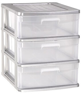 Forte Plastics Ladeblok/bureau organizer - 3x lades - L40 x B39 x H49.5 cm - Ladeblok Grijs