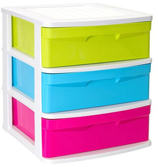 Forte Plastics Ladeblok/bureau organizer - 3x lades - L40 x B39 x H49.5 cm - Ladeblok Multikleur