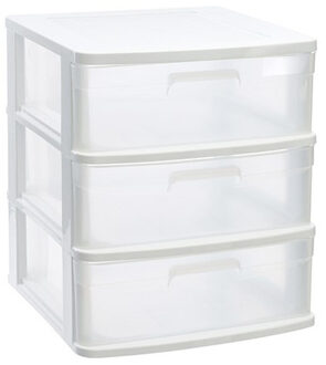 Forte Plastics Ladeblok/bureau organizer - 3x lades - L40 x B39 x H49.5 cm - Ladeblok Wit