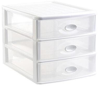 Forte Plastics Ladeblok/bureau organizer met 3x lades wit/transparant L35,5 x B27 x H27 cm - Ladeblok